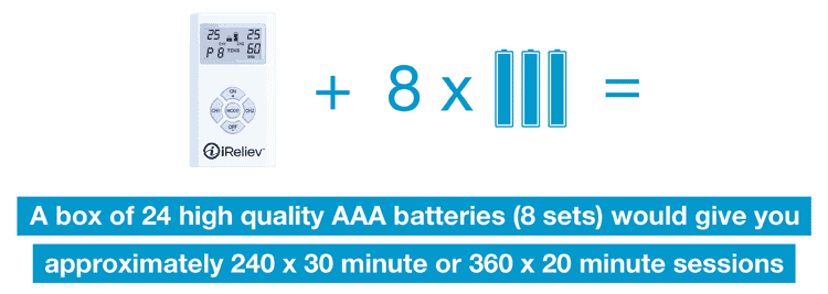 a box of 24 batteries would give you approximately 240 x 30 minute sessions