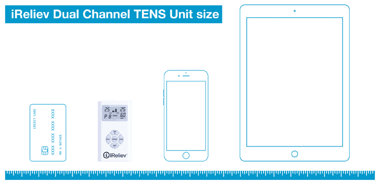 iReliev Dual Channel TENS Unit size