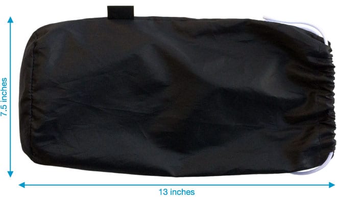 Carrying pouch dimensions - this won't  take up much space or weigh luggage down