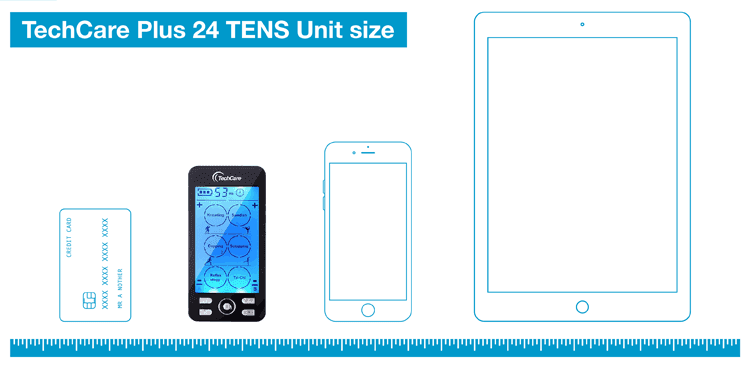 TechCare Plus 24 Modes TENS Unit size