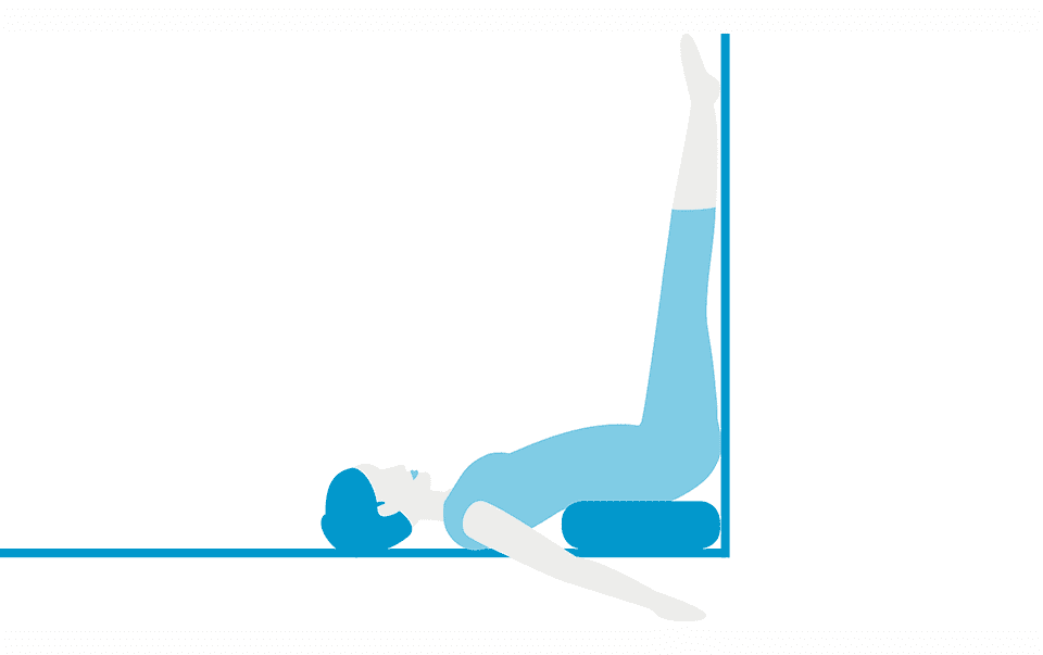 Pose 1 variation: Legs-Up-The-Wall with Bolster Pose