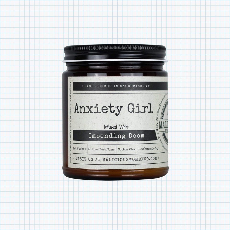 Anxiety Girl Candle, Lavender & Coconut Water Infused with Impending Doom