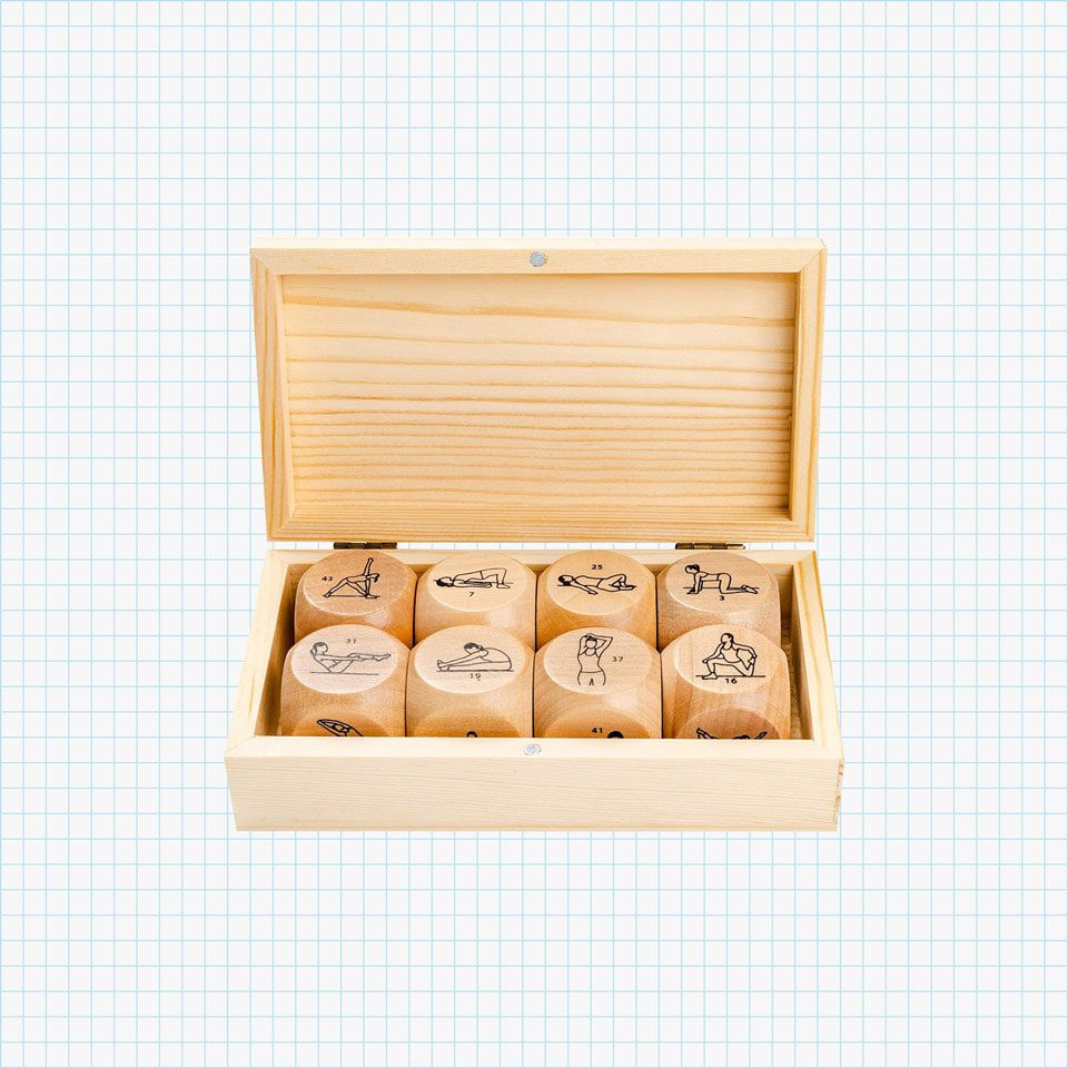 Yoga Dice in Engraved Wooden Gift Box