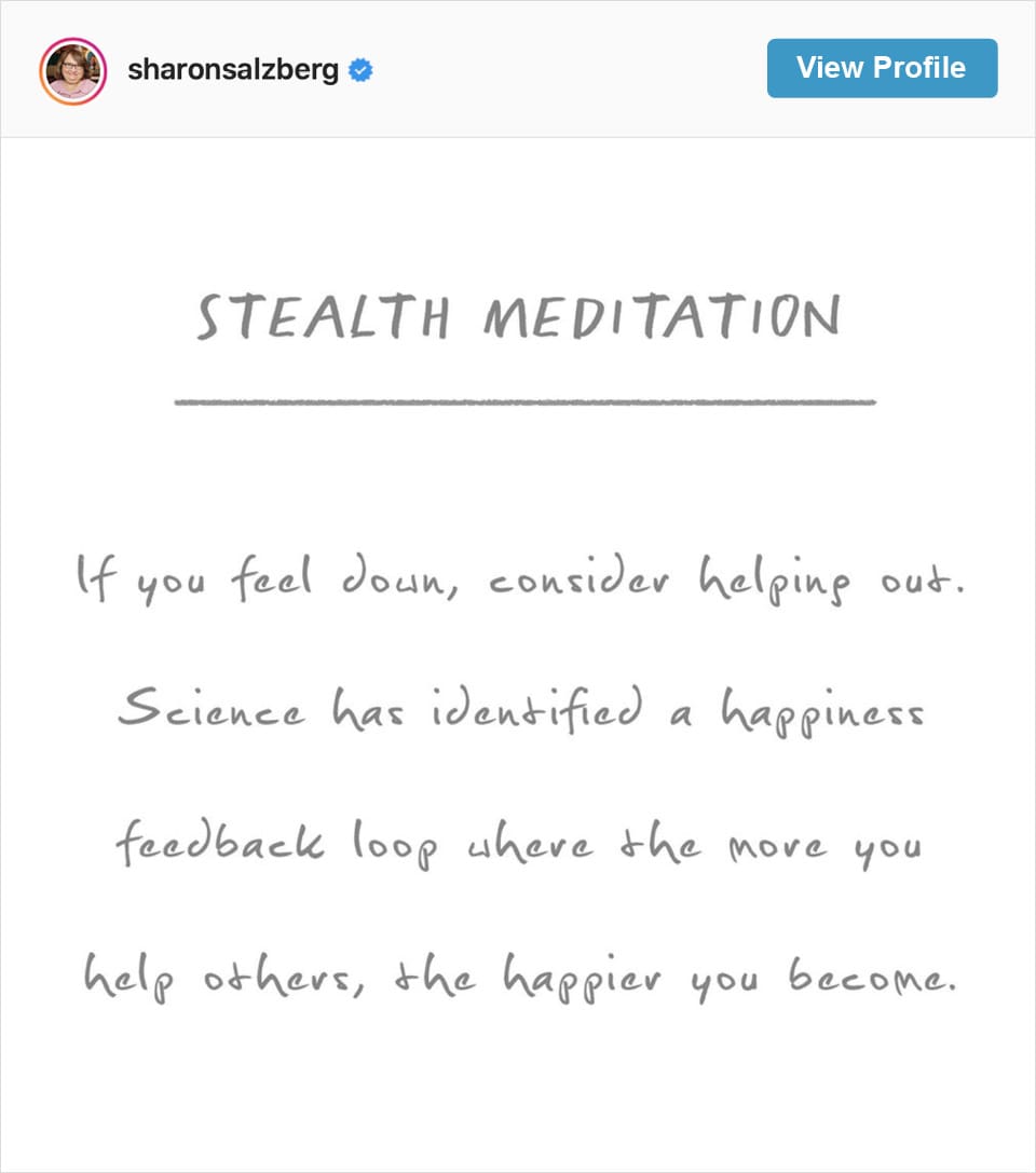 Follow Sharon Salzberg's Instagram account