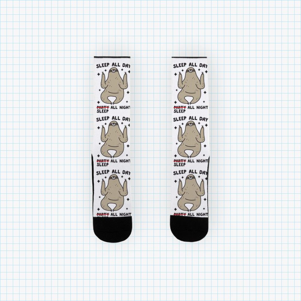 Sleep All Day Sleep All Night Sloth Socks