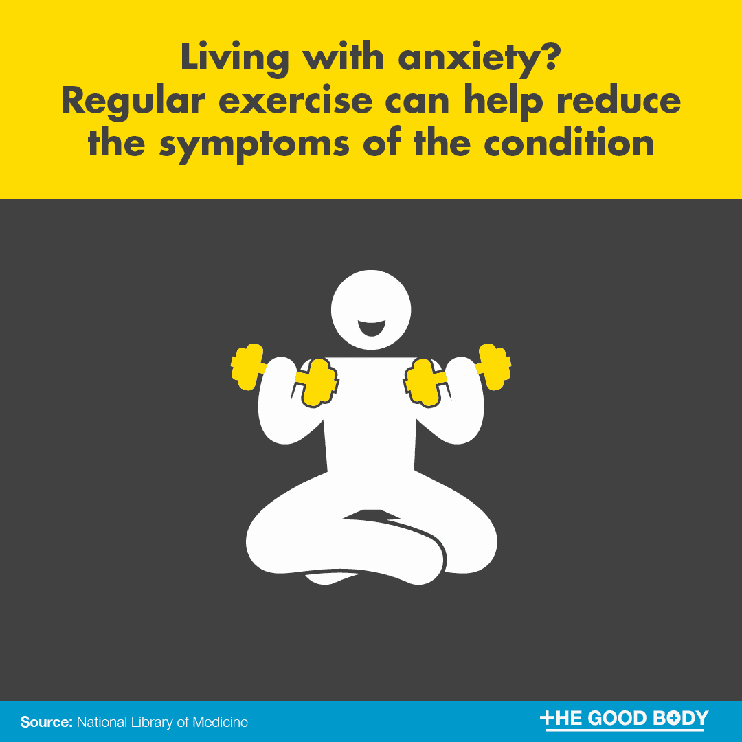 Living with anxiety? Regular exercise can help reduce the symptoms of the condition