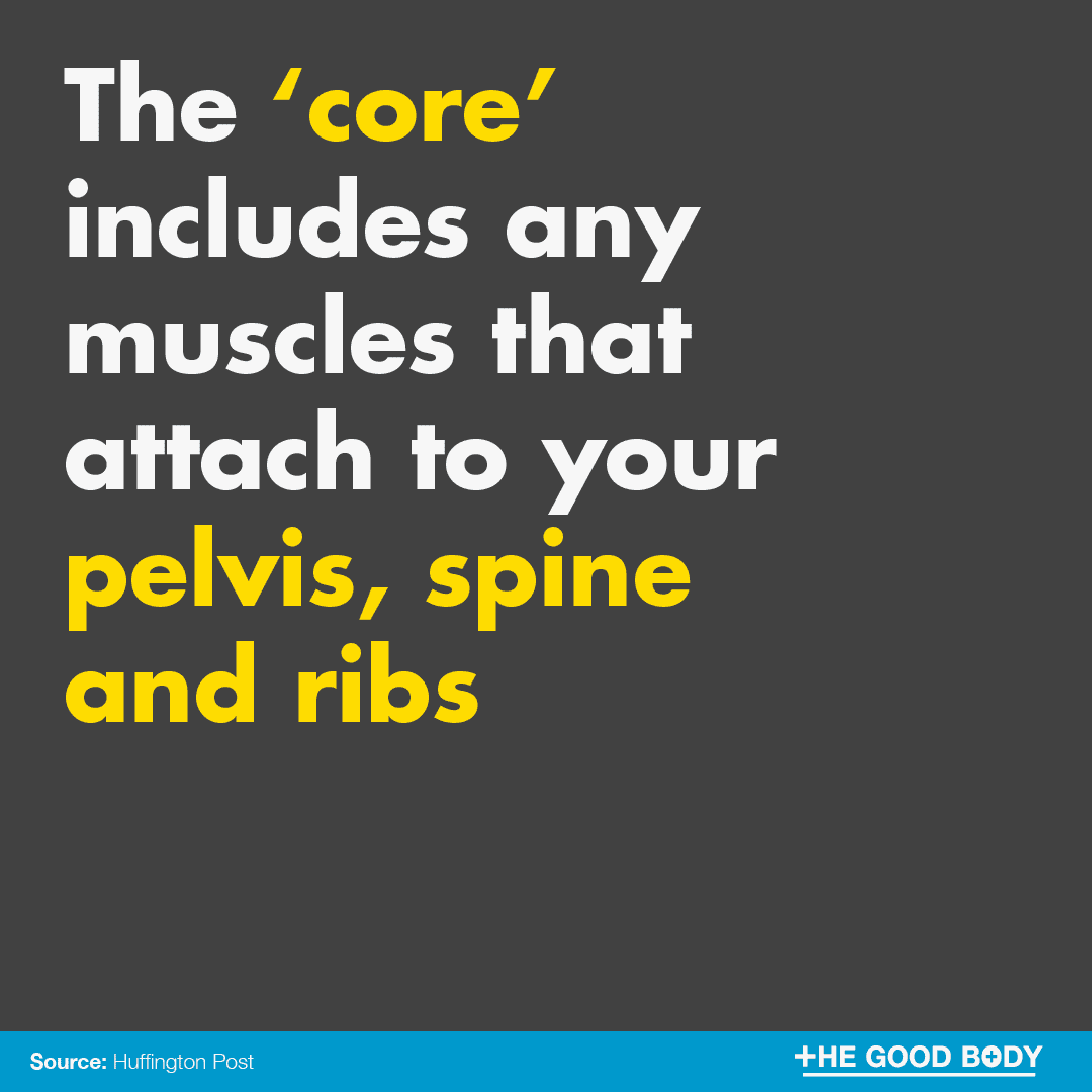 The ‘core’ includes any muscles that attach to your pelvis, spine and ribs