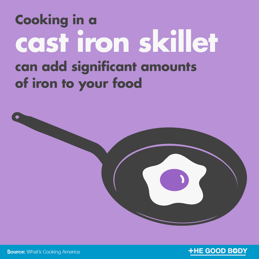 Cooking in a cast iron skillet can add significant amounts of iron to your food