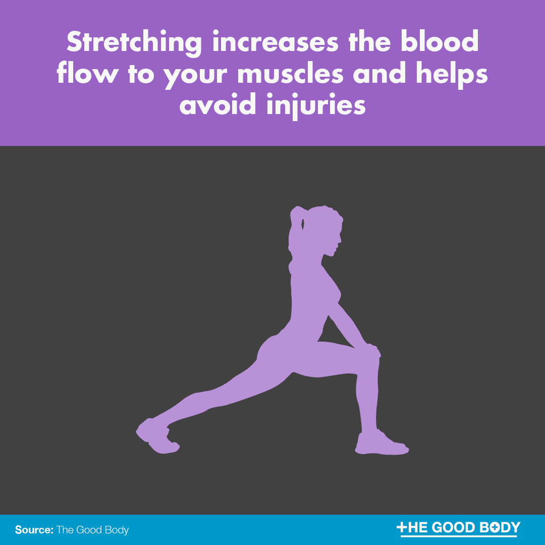 Stretching increases the blood flow to your muscles and helps avoid injuries