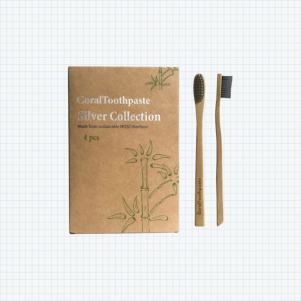 Coral White Nano Silver Infused Bamboo Toothbrush - 4 Pack