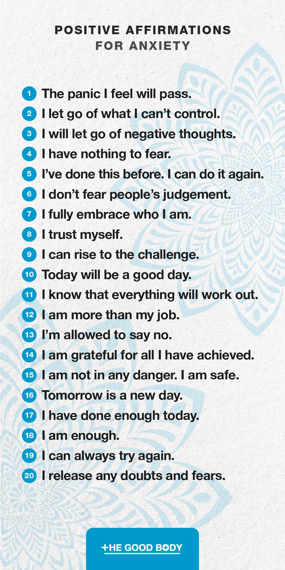 20 Positive Affirmations for Anxiety