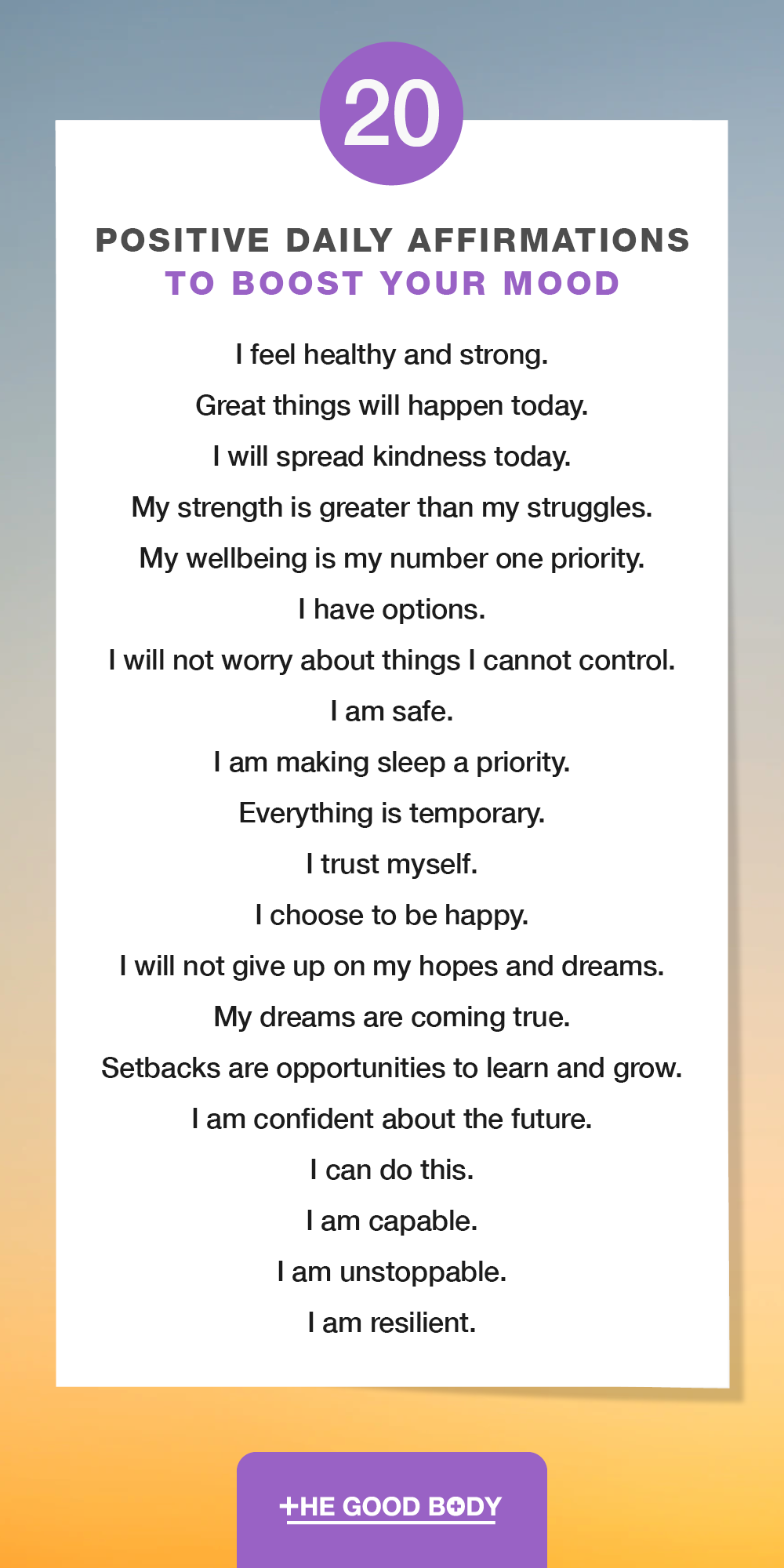 20 Positive Daily Affirmations to Boost Your Mood