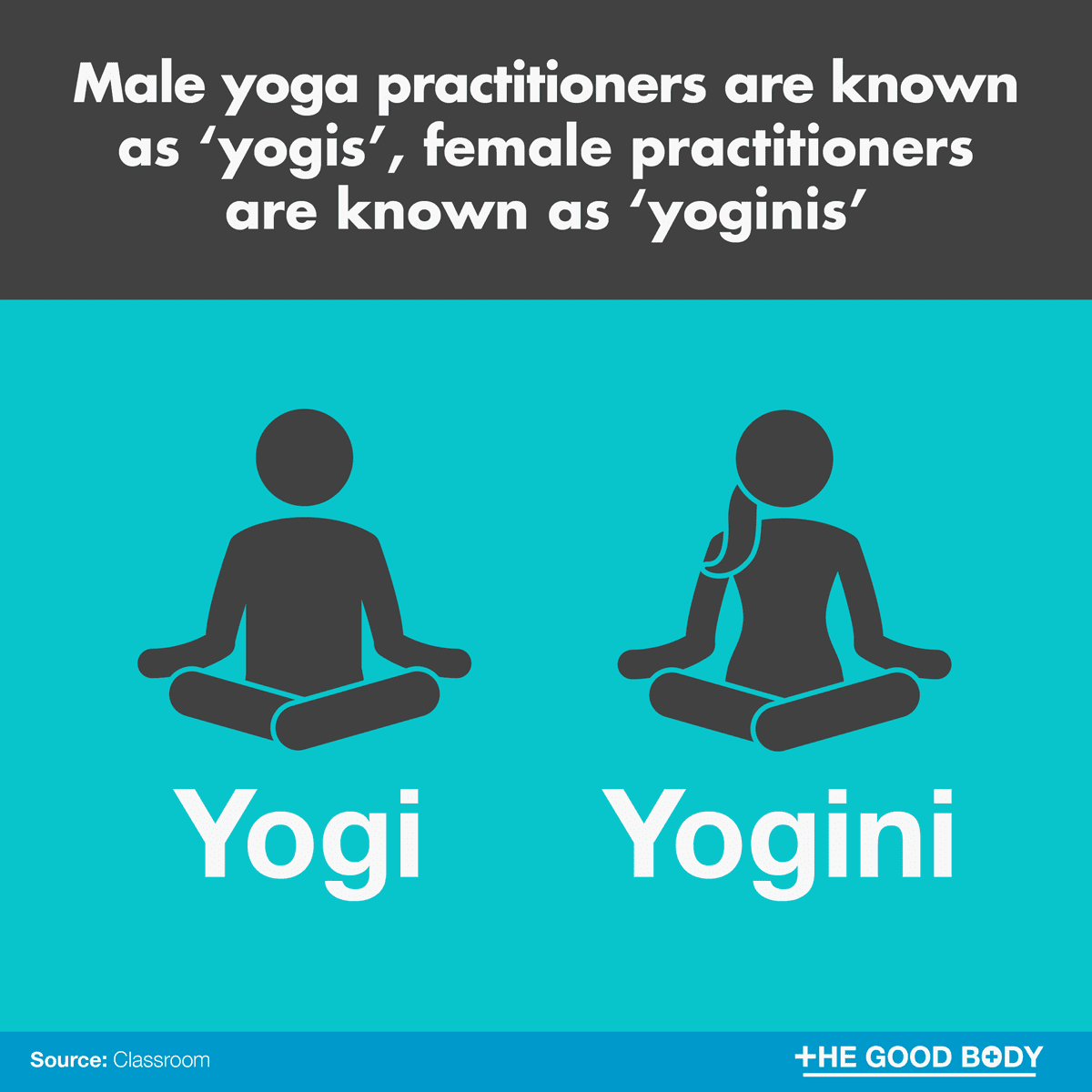 Male yoga practitioners are known as ‘yogis’, female practitioners are known as ‘yoginis’