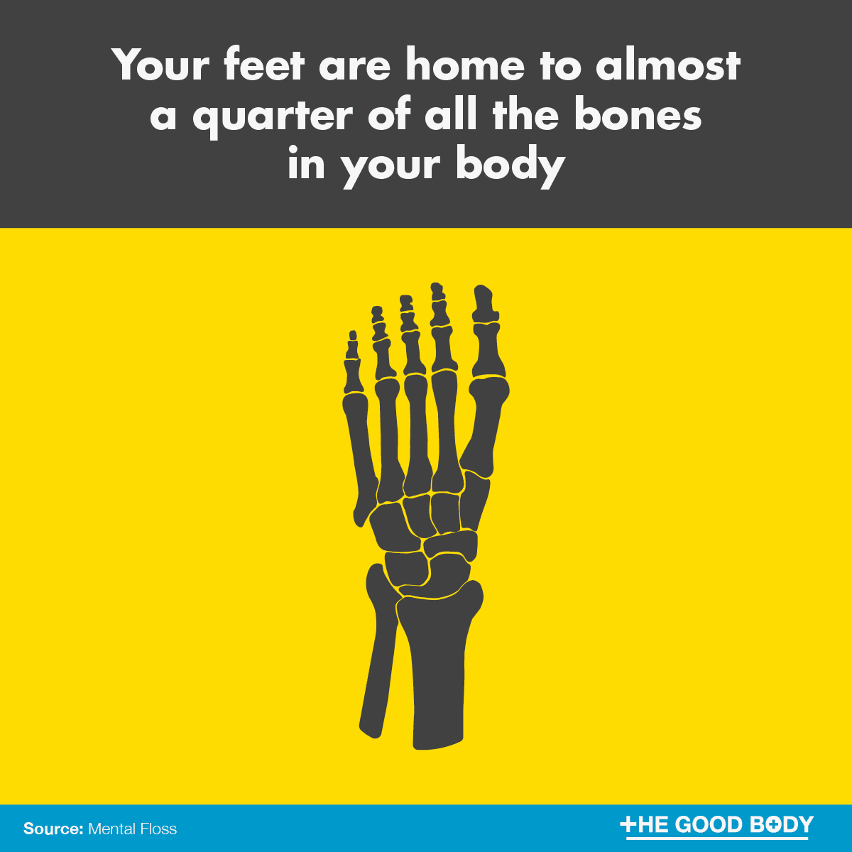 Your feet are home to almost a quarter of all the bones in your body