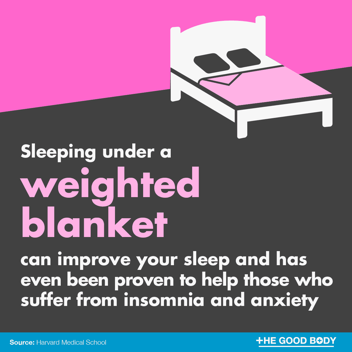Infographic: Sleeping under a weighted blanket can improve your sleep and has even been proven to help those who suffer from insomnia and anxiety