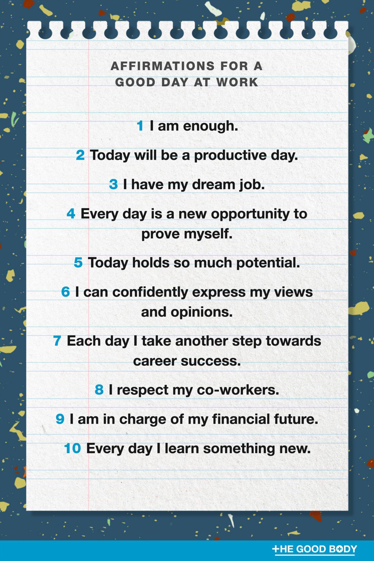 10 Affirmations for a Good Day at Work on Double-Lined Paper