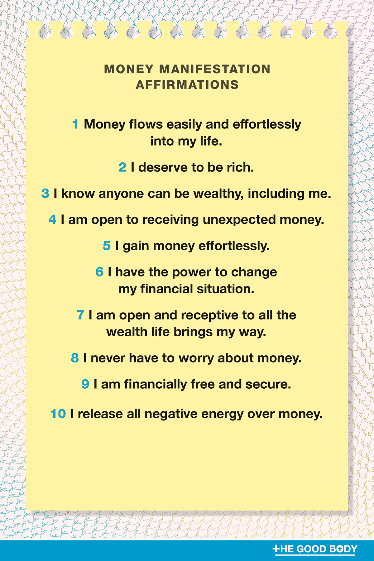 10 Money Manifestation Affirmations on Note Paper