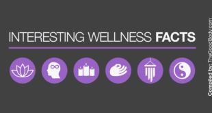 Underlined title ‘Interesting Wellness Facts' followed by six circular wellness-related pictograms