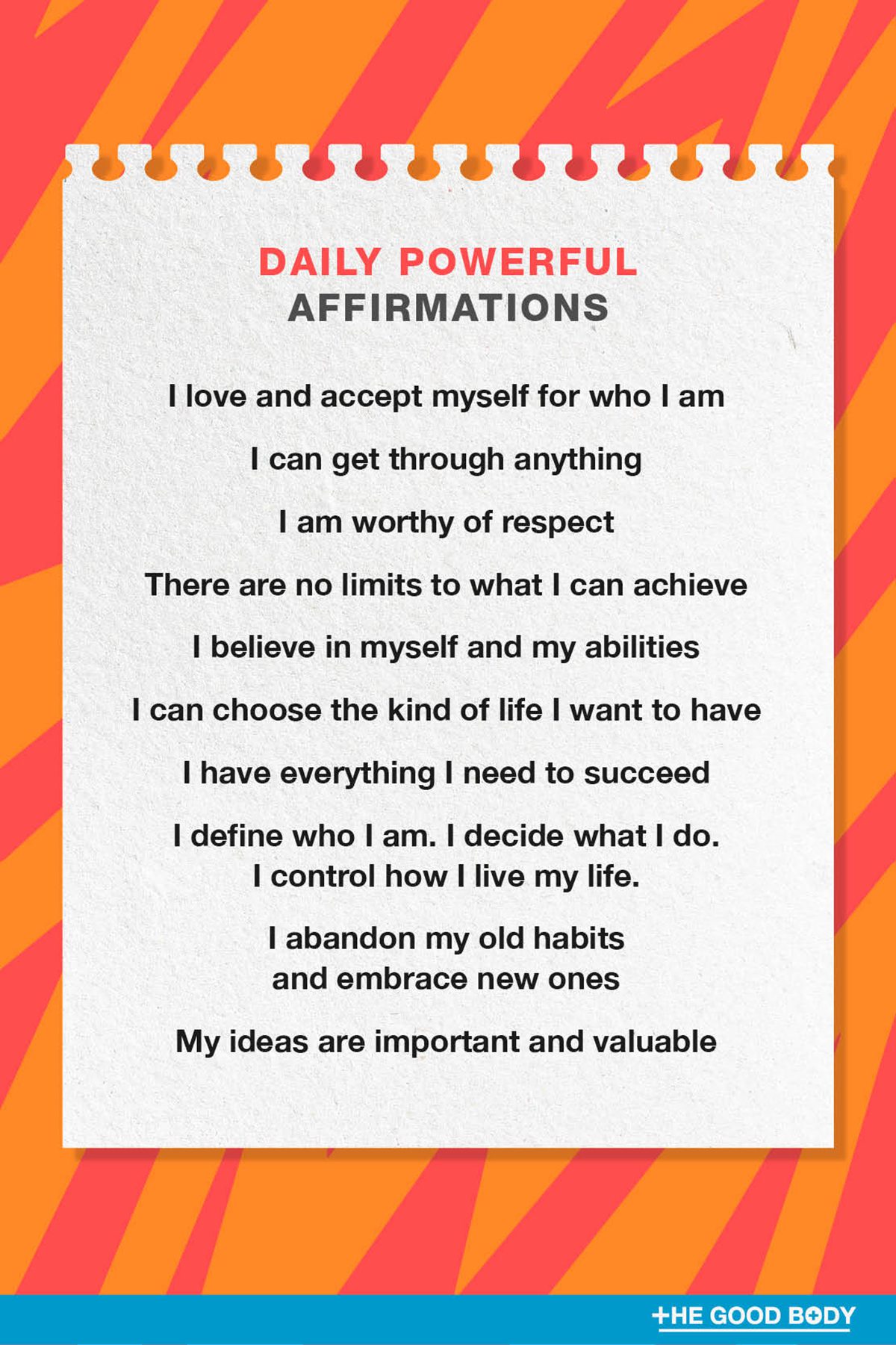 10 Daily Powerful Affirmations on Textured Note Paper Set Against Pop Art Background